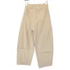 Beige Tencel cotton curved knife pants for women, high-waisted, slimming, with a drape, 9-inch wide-leg casual pants Item Picture